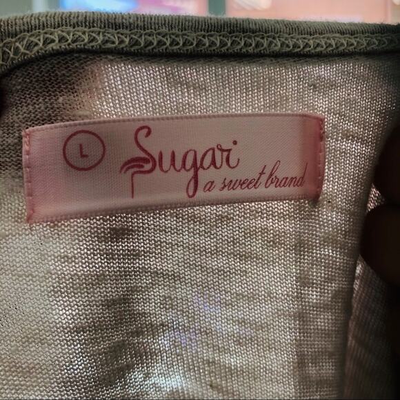 NEW SUGAR REVOLVE Guns and Rosé Screen Print Slub Sheer Muscle Tee Tank Top L - Picture 5 of 8